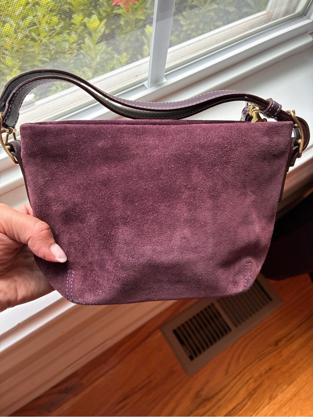 VINTAGE Coach Suede Mini bag in Rich Plum with Gold Hardware - Mint Condition